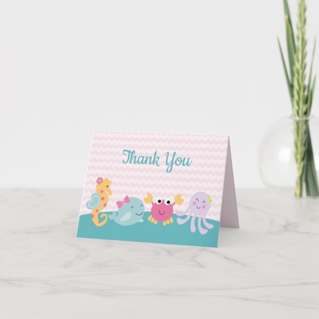 Sweet Sea Critters Under the Sea Thank You Invitation (Front)