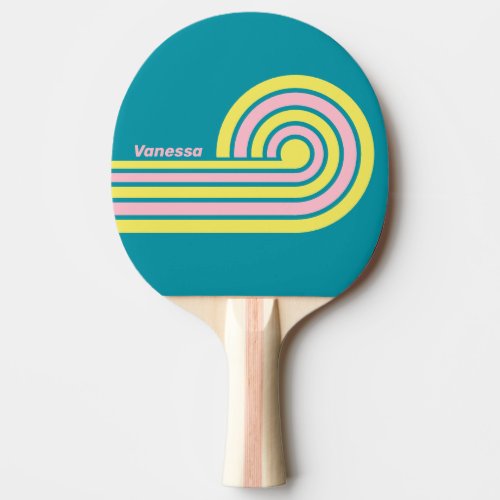 Sweet Sea Kiss Curl Stripes with Name Ping Pong Paddle