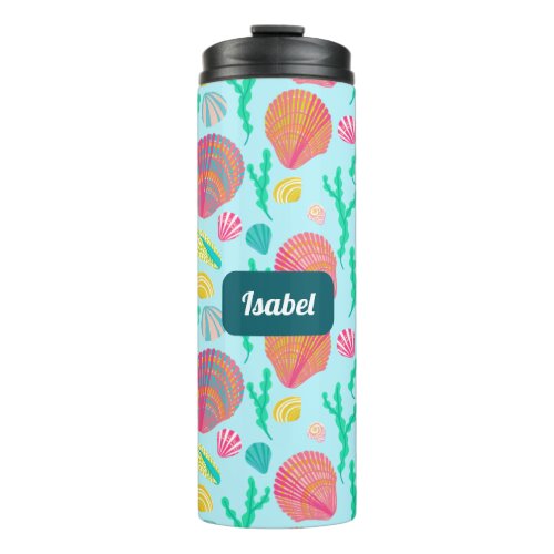 Sweet Seashells Pattern CUSTOM Bridesmaid Gift Thermal Tumbler