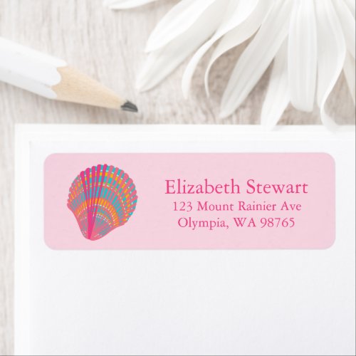 Sweet Seashells Pink Blue CUSTOM Mailing  Label