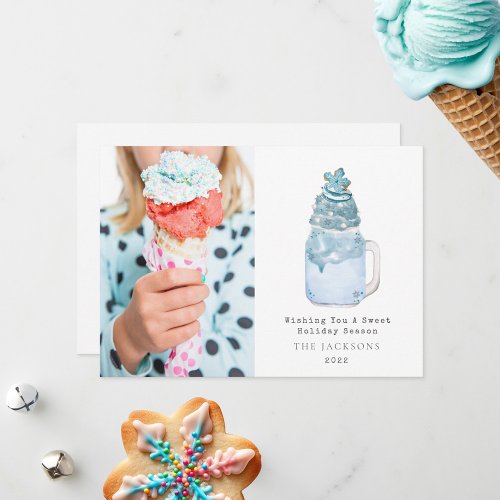 Sweet Season Blue Snowflake Milkshake Christmas Holiday Card