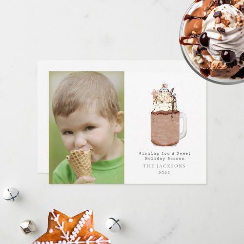 Sweet Season Chocolate Snowman Milkshake Holiday Card