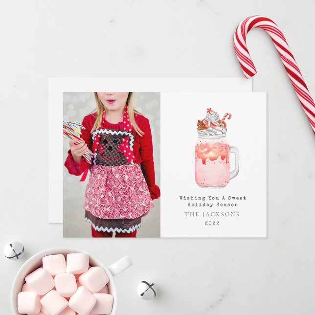 Sweet Season Peppermint Milkshake Christmas Holiday Card (Creator Uploaded)