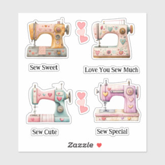 Sweet Sewing Machine Valentines Sticker