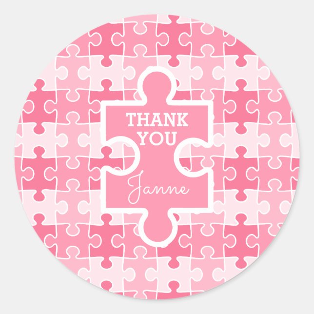 Sweet Shade of Pink Puzzles Classic Round Sticker (Front)