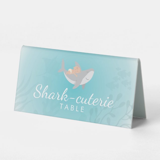 Sweet Shark Baby Buffet Table Tent Sign (Front)