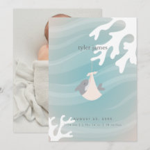 Sweet Shark Baby Flat Announcement Card