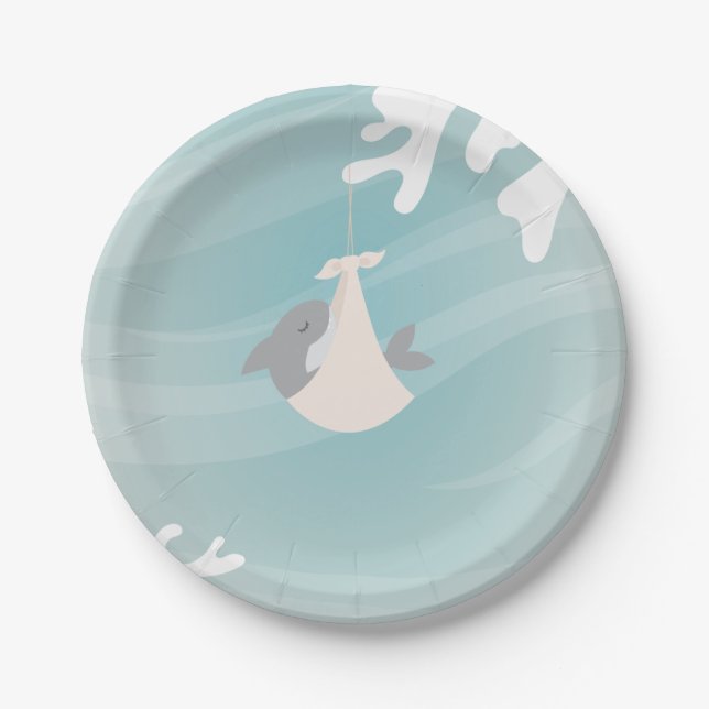 Sweet Shark Baby Showee Paper Plates (Front)