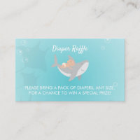 Sweet Shark Baby Shower Diaper Raffle Enclosure Card