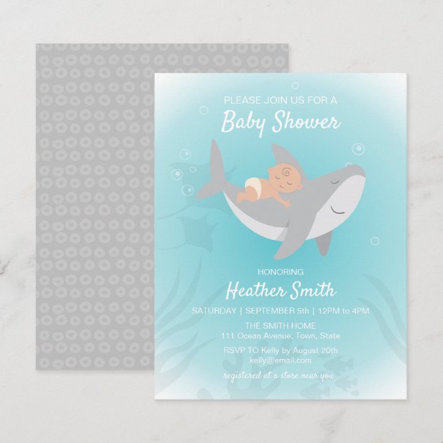 Sweet Shark Baby Shower Invitation (Front/Back)