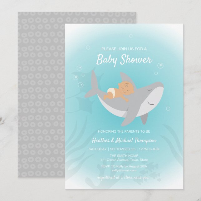 Sweet Shark Baby Shower Invitation (Front/Back)