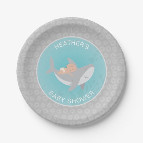 Sweet Shark Baby Shower Paper Plate
