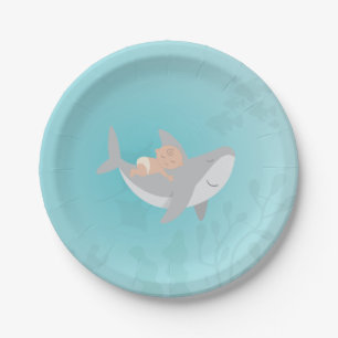 Sweet Shark Baby Shower Paper Plate