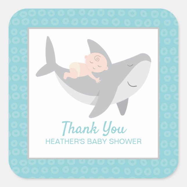 Sweet Shark Baby Shower Square Sticker (Front)