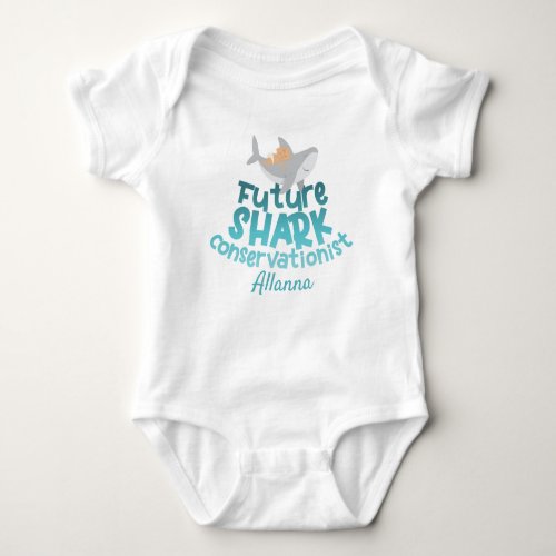 Sweet Shark Baby With Name One Piece T_Shirt Baby Bodysuit