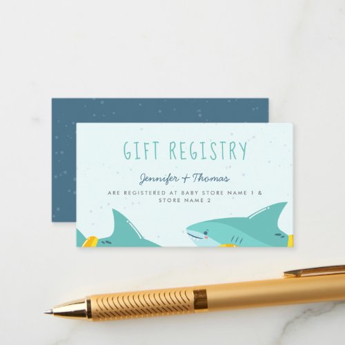 Sweet Shark Summer Boy Baby Shower Gift Registry Enclosure Card