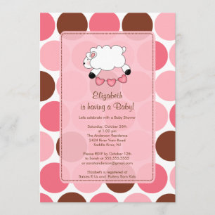 Sweet Sheep Baby Shower Invitation Pink Girl