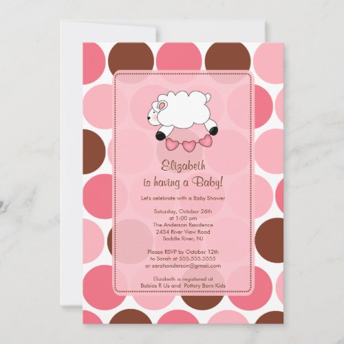 Sweet Sheep Baby Shower Invitation Pink Girl