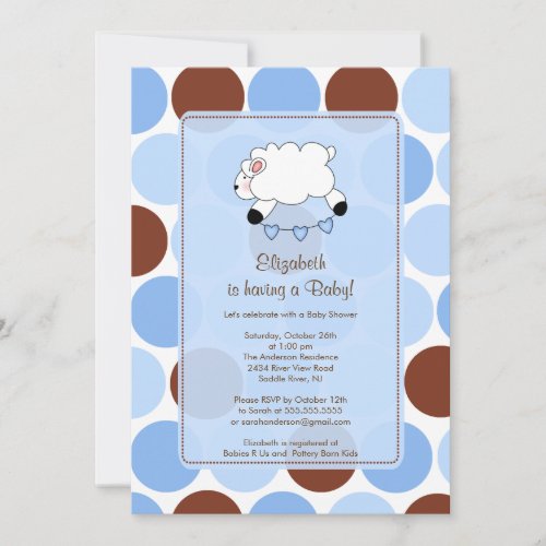 Sweet Sheep Boy Baby Shower Invitation