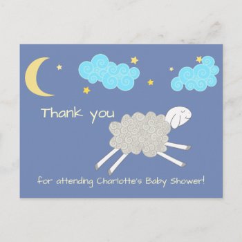 Sweet Sheep Lullaby Thank You Baby Shower Postcard by NightOwlsMenagerie at Zazzle