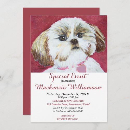 SWEET SHIH TZU WISHES HAPPY BIRTHDAY INVITATION