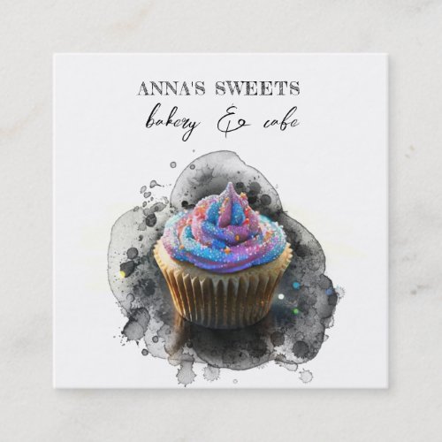   Sweet Shop 3 QR Backery Cupcake Square Business Card