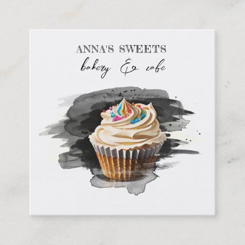   Sweet Shop Bakery 3 QR Cupcake Square Business Card