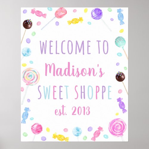 Sweet Shop Candy Birthday Welcome Poster