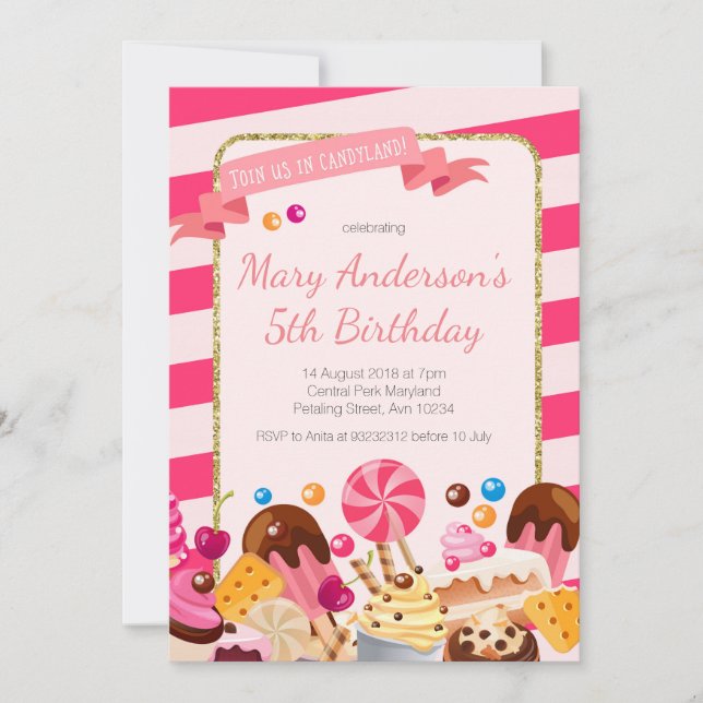 Sweet Shop Candyland birthday Party Invitation (Front)