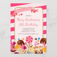 Sweet Shop Candyland birthday Party Invitation