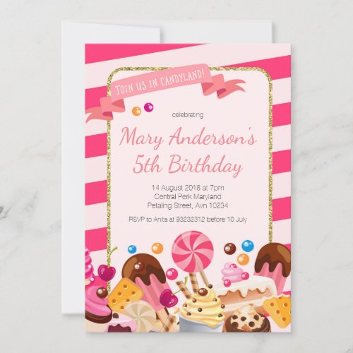 Sweet Shop Candyland birthday Party Invitation