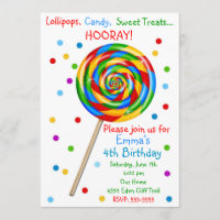 Sweet Shop Lollipop Birthday Invitations