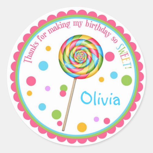 Sweet Shop Lollipop Birthday Stickers