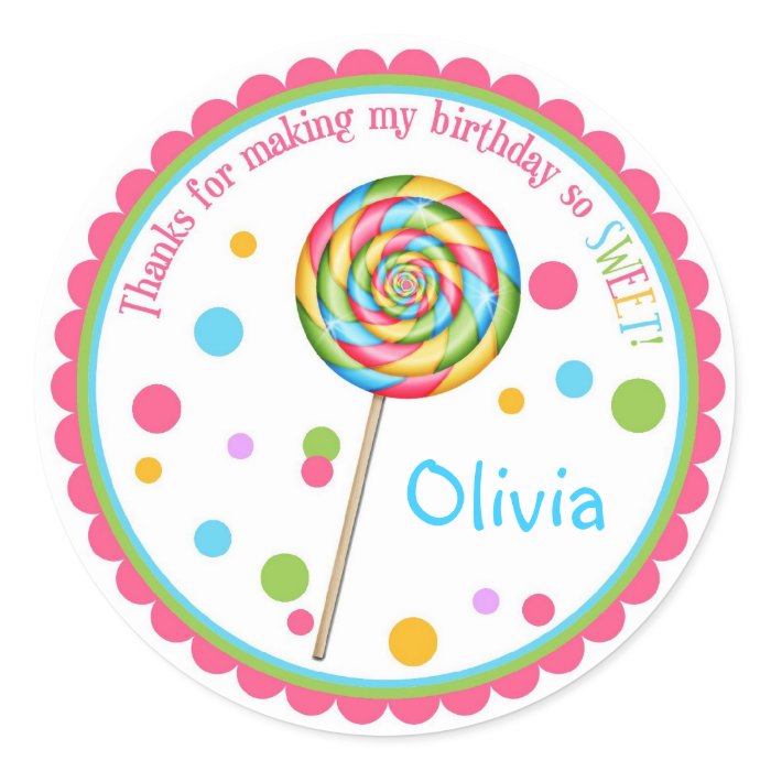 Sweet Shop Lollipop Birthday Stickers