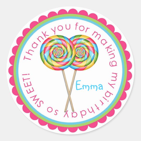 Sweet Shop Lollipop Birthday Stickers | Zazzle.com