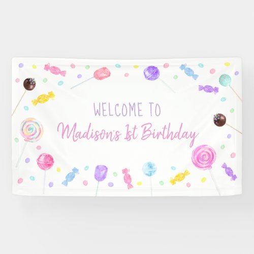 Sweet Shop Lollipop Candy Birthday Banner