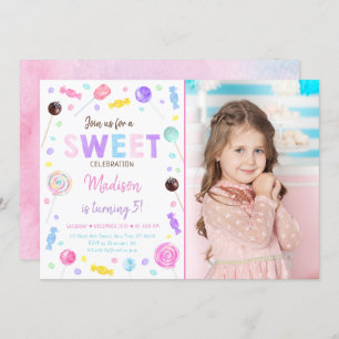 Sweet Shop Lollipop Candy Birthday Invitation