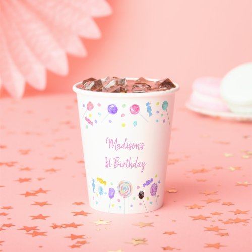 Sweet Shop Lollipop Candy Birthday Paper Cups