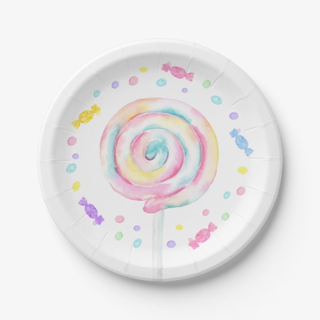 Sweet Shop Lollipop Candy Birthday Paper Plates (Front)