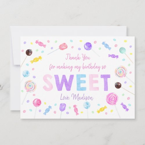 Sweet Shop Lollipop Candy Birthday Thank You Card