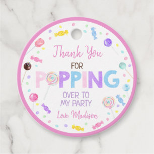 Sweet Shop Lollipop Candy Birthday Thank You Favor Tags
