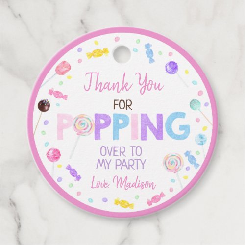 Sweet Shop Lollipop Candy Birthday Thank You  Favor Tags