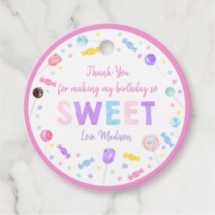 Sweet Shop Lollipop Candy Birthday Thank You Favor Tags