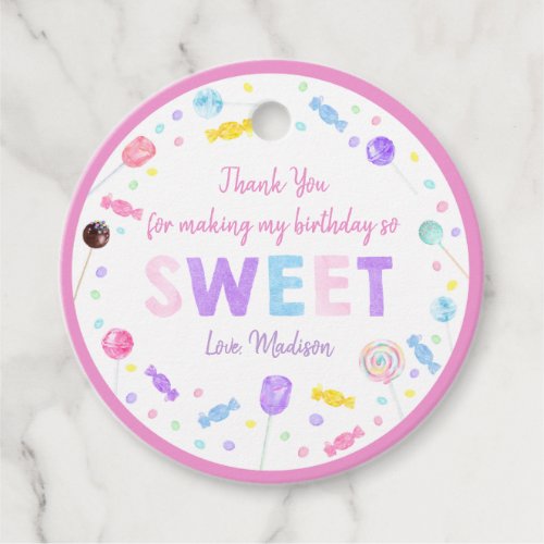 Sweet Shop Lollipop Candy Birthday Thank You Favor Tags