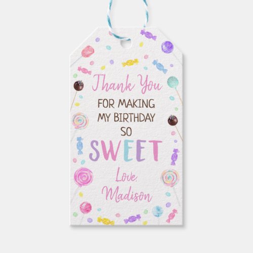 Sweet Shop Lollipop Candy Birthday Thank You Gift Tags