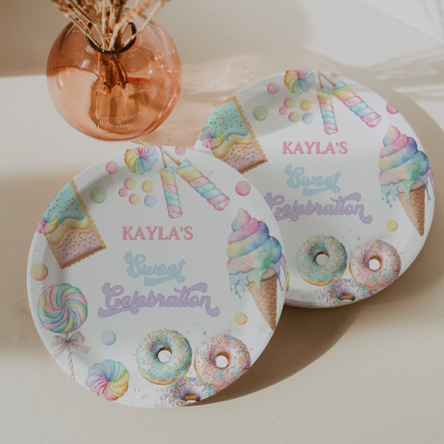 Sweet Shop Lollipop Pastel Birthday Candy Land  Paper Plates (Creator Uploaded)