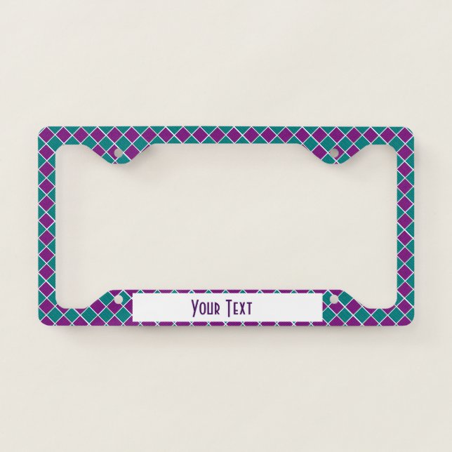Sweet Shop Purple n Aqua Squares License Plate Frame (Front)