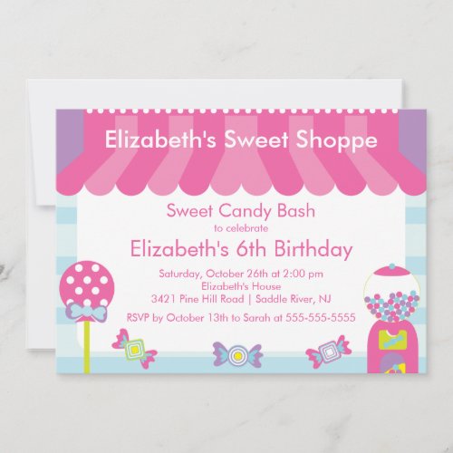 Sweet Shoppe Candy Birthday Party Invitation