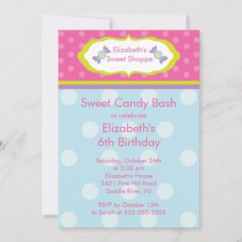 Sweet Shoppe Candy Birthday Party Invitation