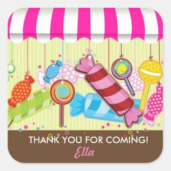 Sweet Shoppe Candy Land Birthday Party Stickers by ThreeFoursDesign at Zazzle